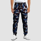 Men Camouflage Tapered Pants with Two Zip Pockets Drawstring Tracksuit Trousers