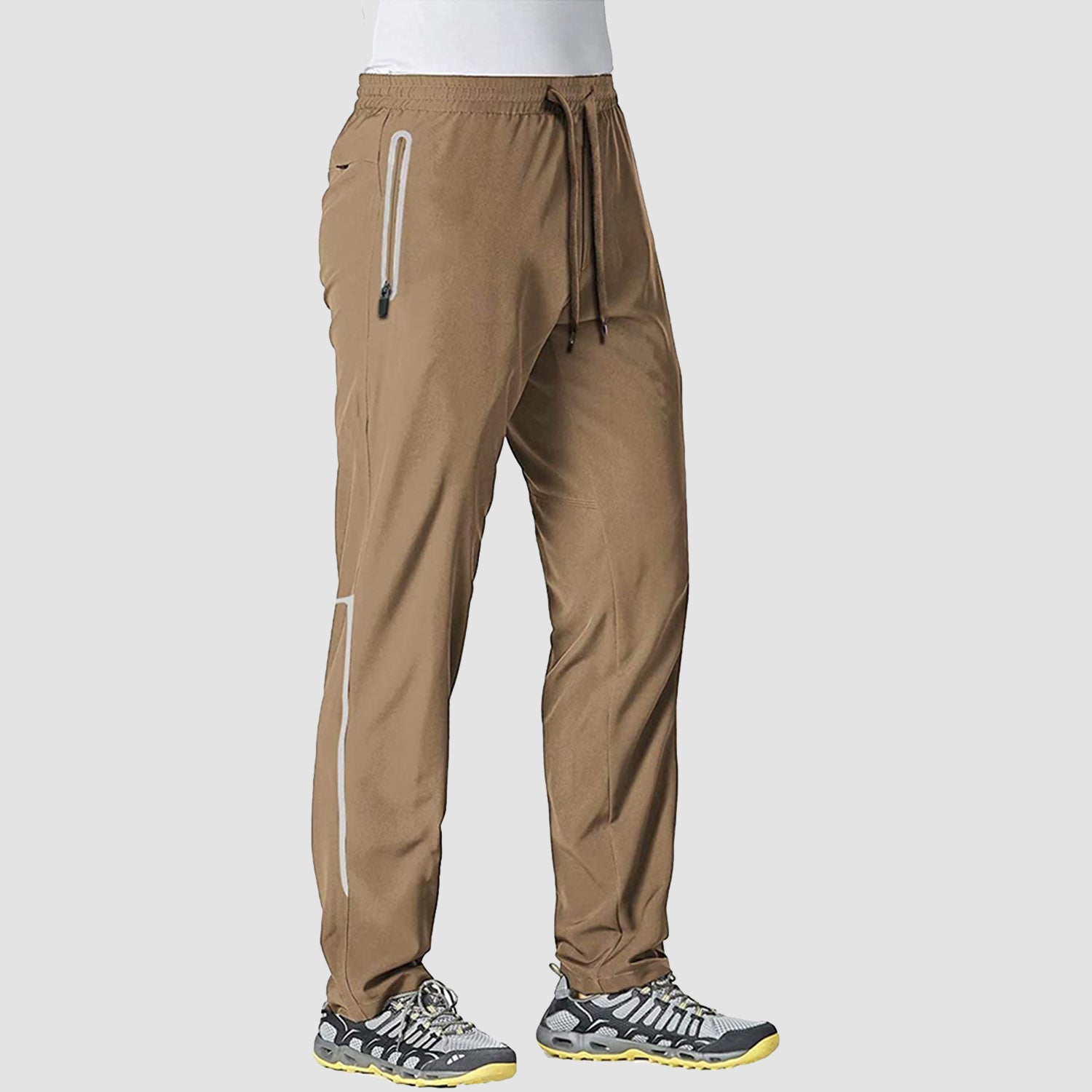 Men Quick Dry Reflective Stripe Zip Pocket Fitness Training Pants