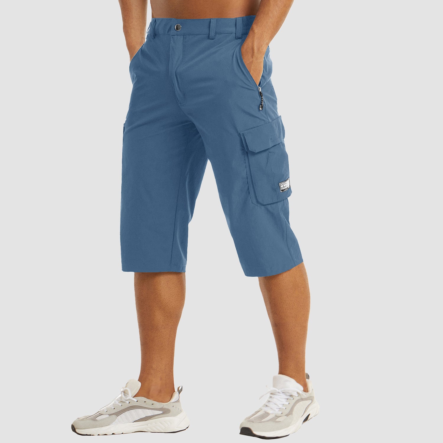 Men Cargo Shorts Clearance,TIANEK Fashion Multi-Pocket Bermuda Shorts  Knee-Length Breathable Classic-Fit Hiking Blue Sweatpants Hiking Shorts for  Big