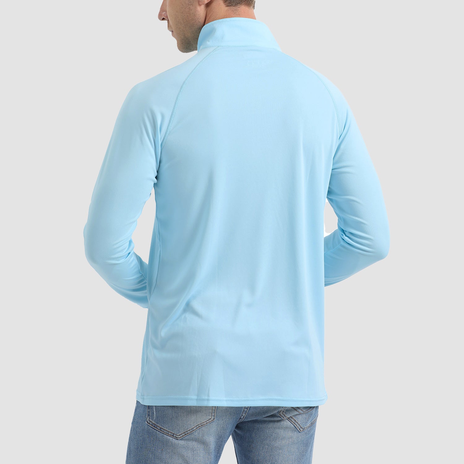 Men's UPF 50+ Sun Protection Shirts Quick Dry UV T-Shirts, Light Sky Blue / 2XL
