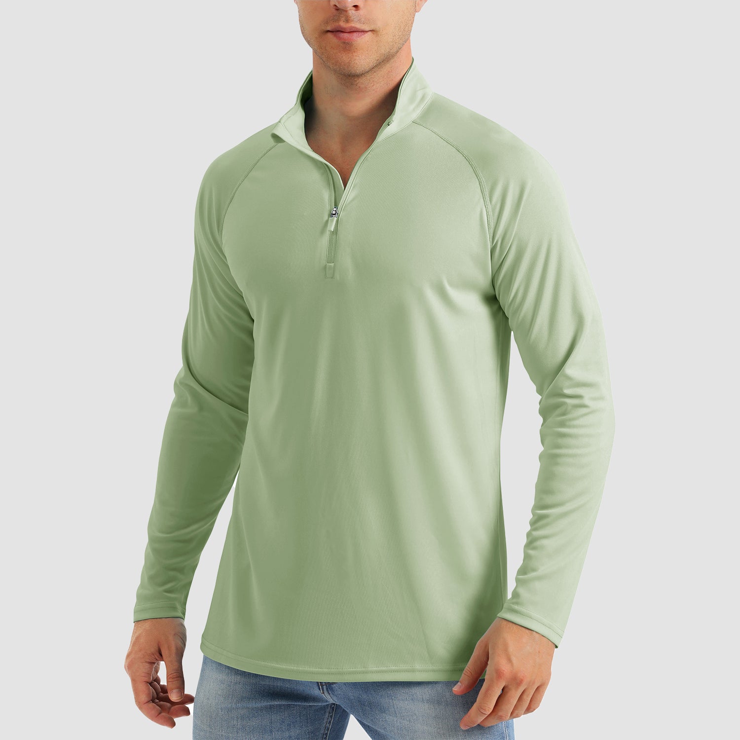 MAGCOMSEN Men's Long Sleeve Sun Shirts UPF 50+ Tees 1/4 Zip Up Fishing Running Rash Guard T-shirts Outdoor Shirt