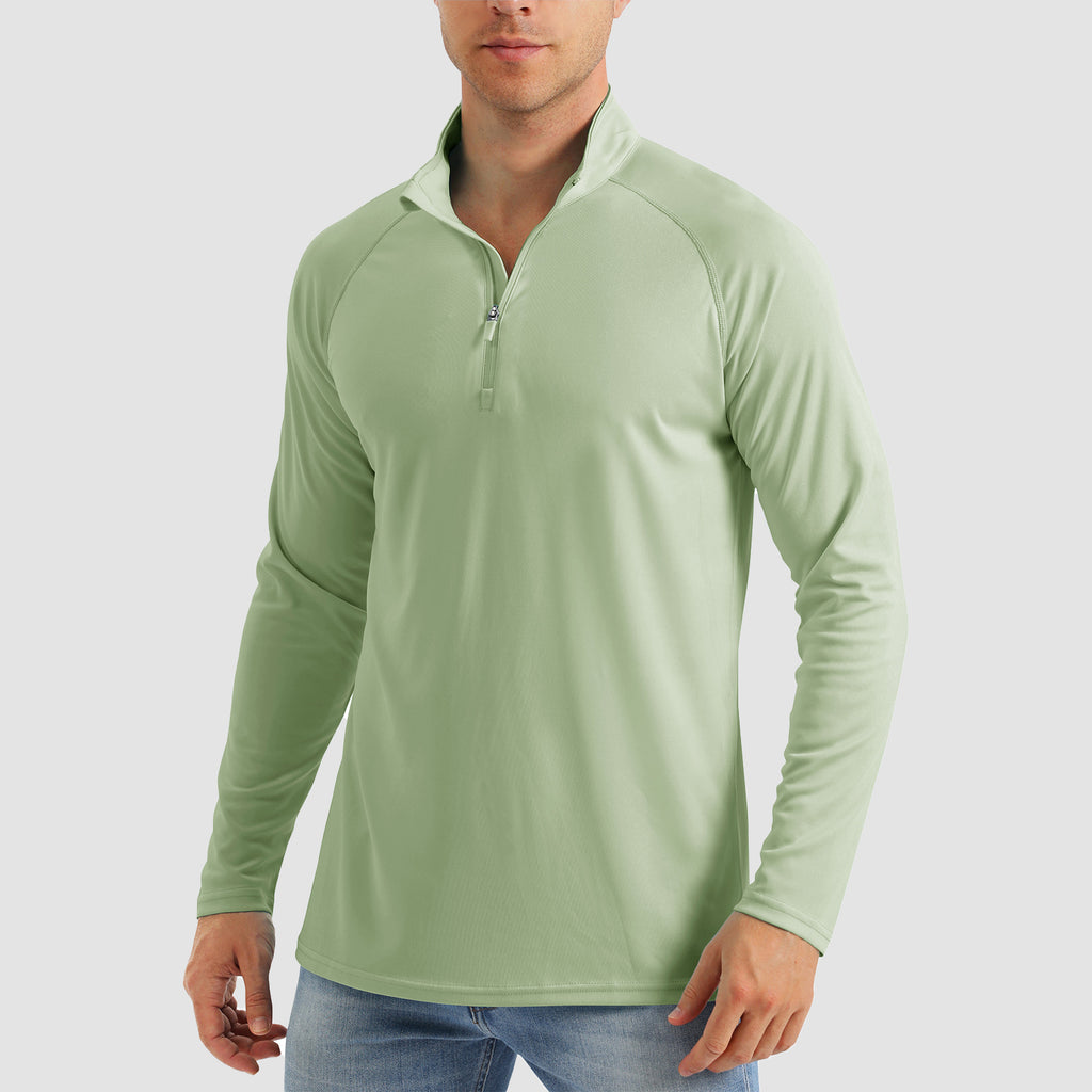 Men's UPF 50 Quick Dry Shirts 1/4 Zip Breathable Long Sleeve Shirts for Outdoor Sports