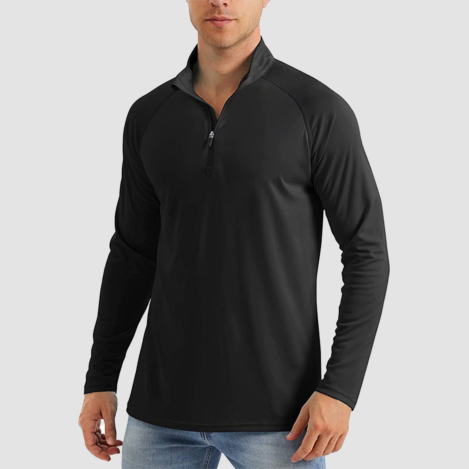 Men's Long Sleeve Shirt UPF 50 Quick Dry for Outdoor Sports, Black / M