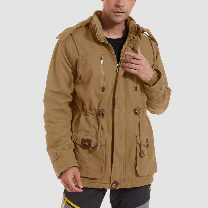 Men Parka Jacket Cotton Cargo Military Army Coat Winter Thick Fleece Warm Overcoat