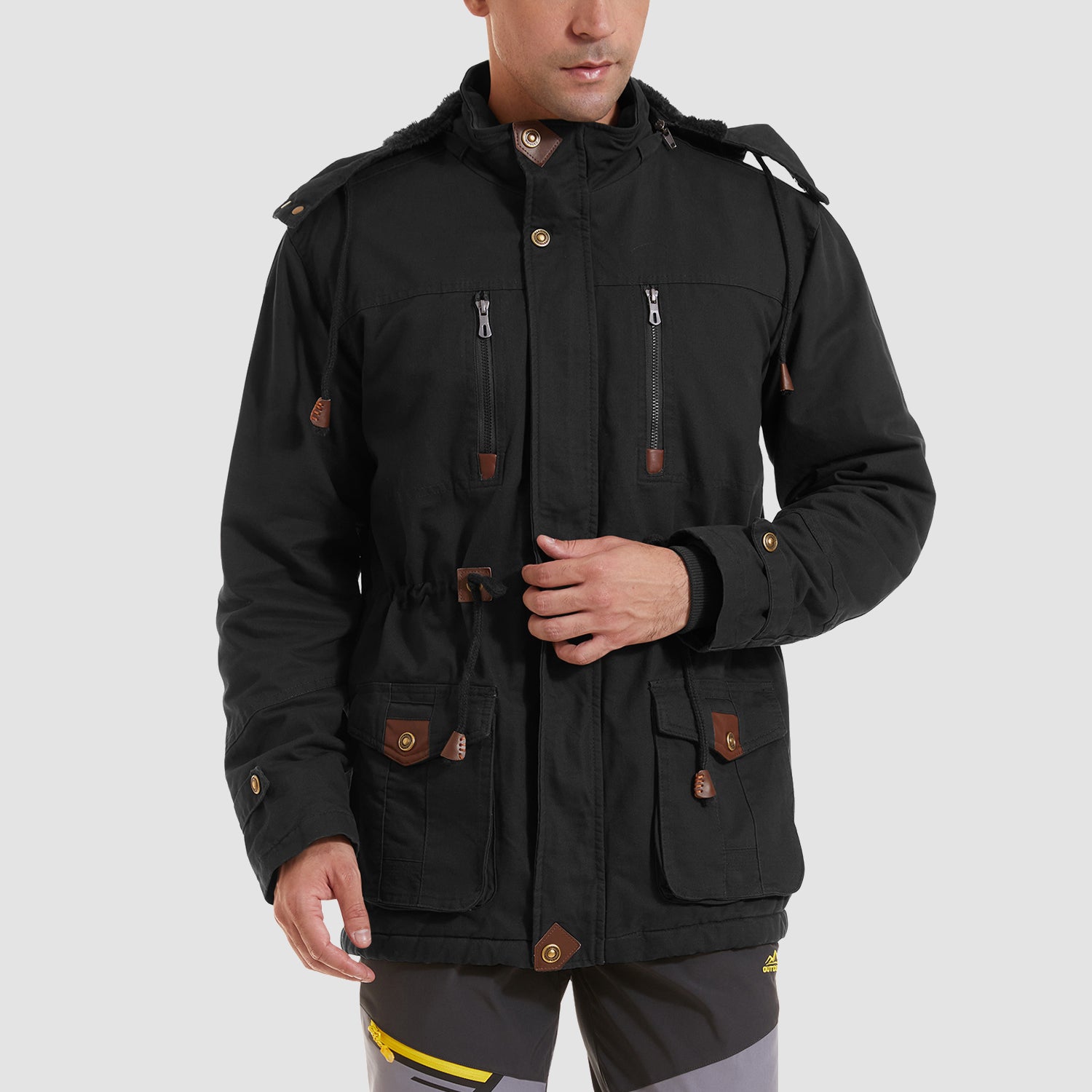New Thicken Fleece Lined Coats Men Tactical Hooded Jacket Winter Warm Coat  Outdoor Cargo Outwear Windbreaker Parka Man