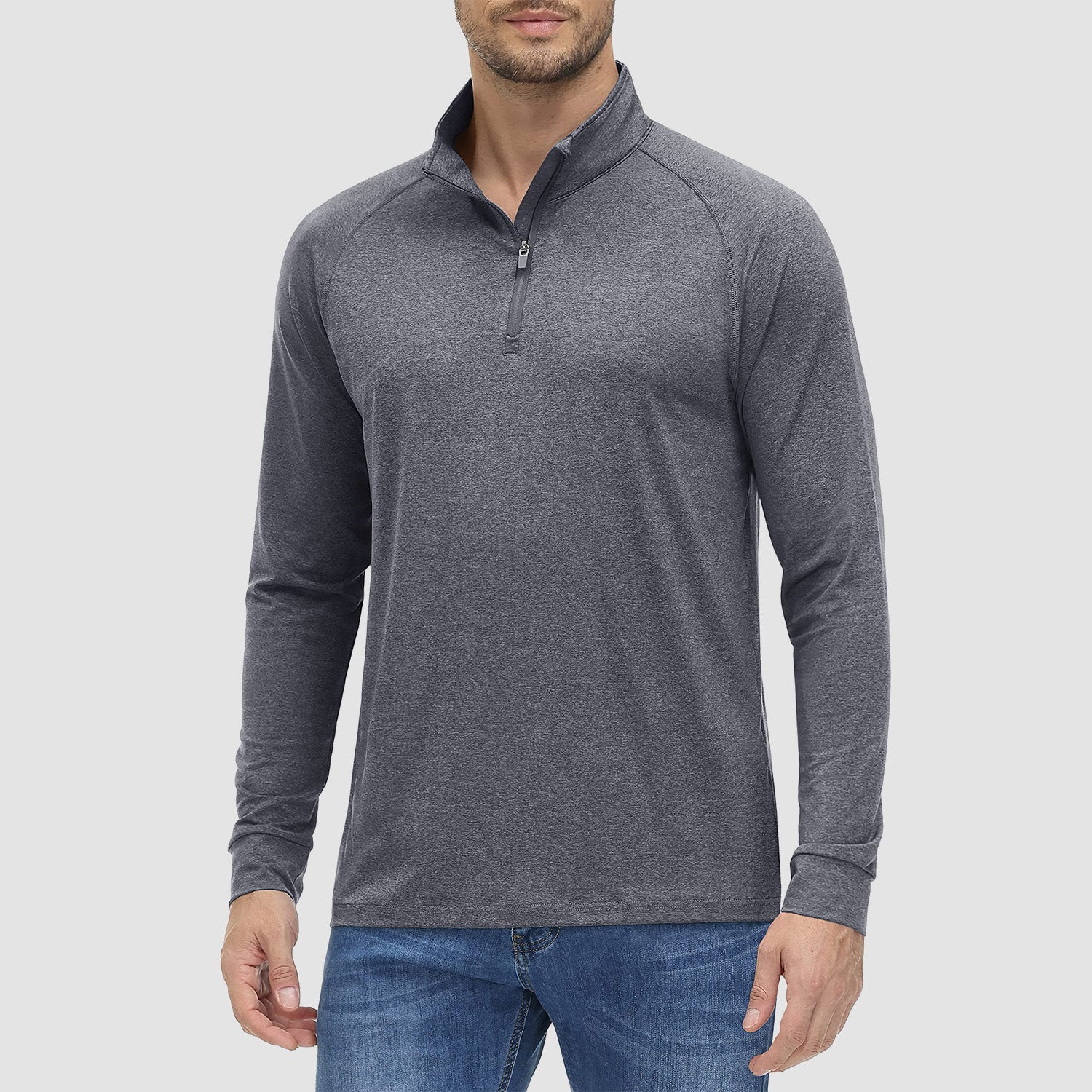 Men's 1/4 Zip Long Sleeve Polo Shirt  UPF 50+ Quick Dry Shirt