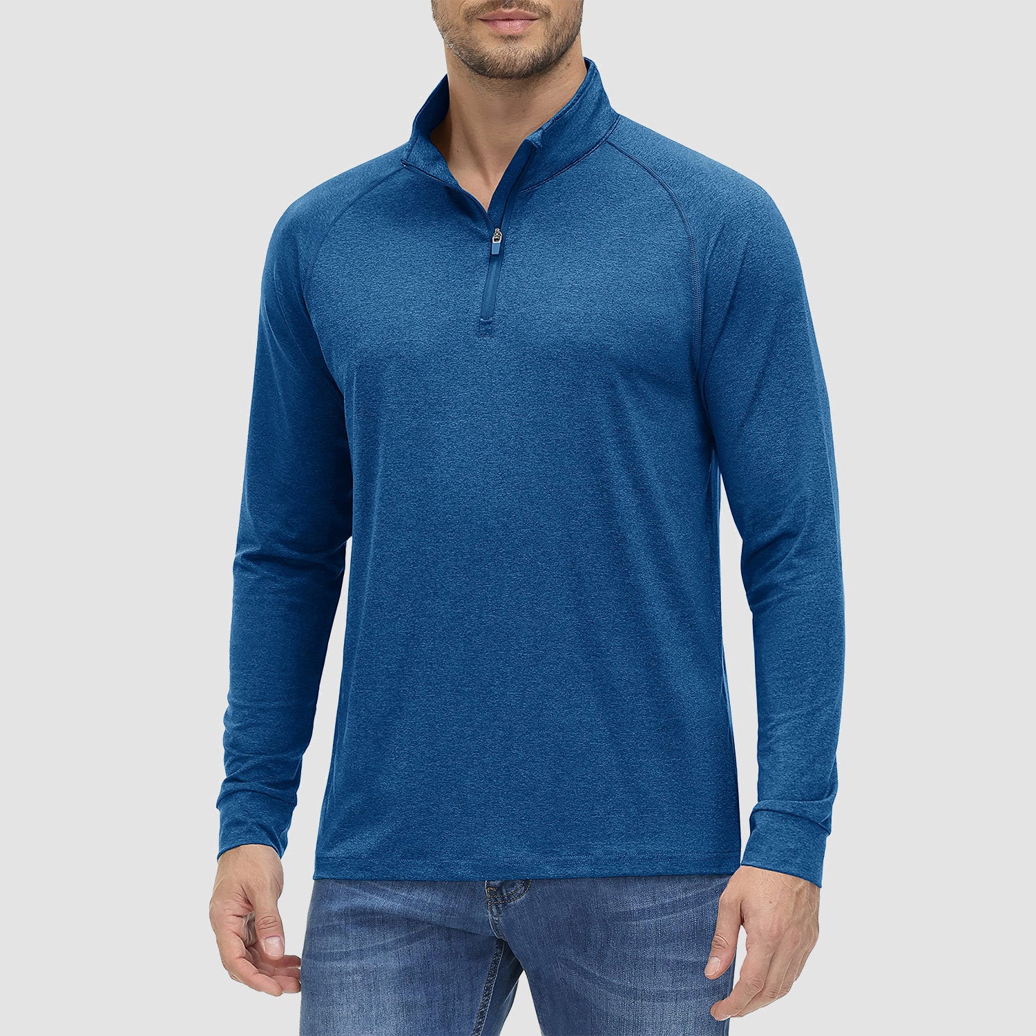 Men's 1/4 Zip Long Sleeve Polo Shirt  UPF 50+ Quick Dry Shirt