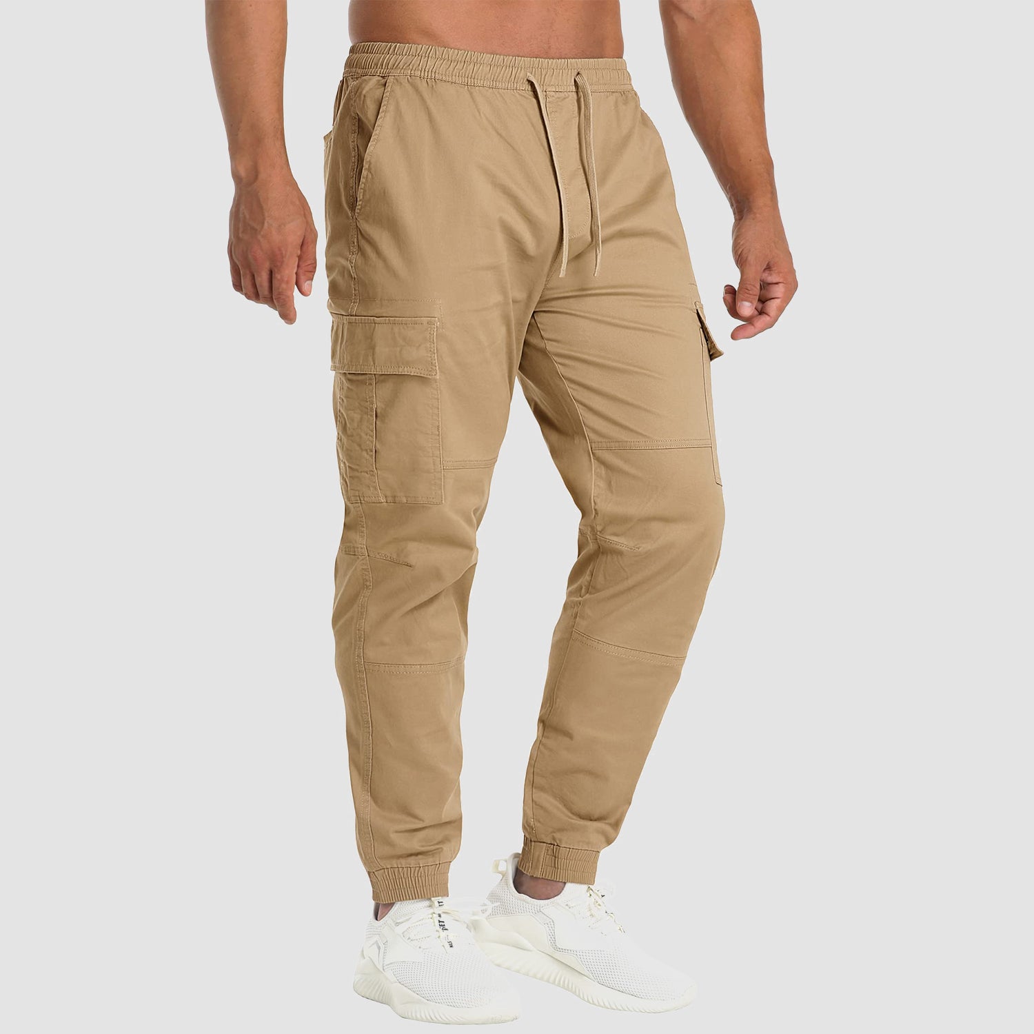 MAGCOMSEN Men's Cargo Pants Elastic Waist Quick Dry Trousers, Khaki / 34