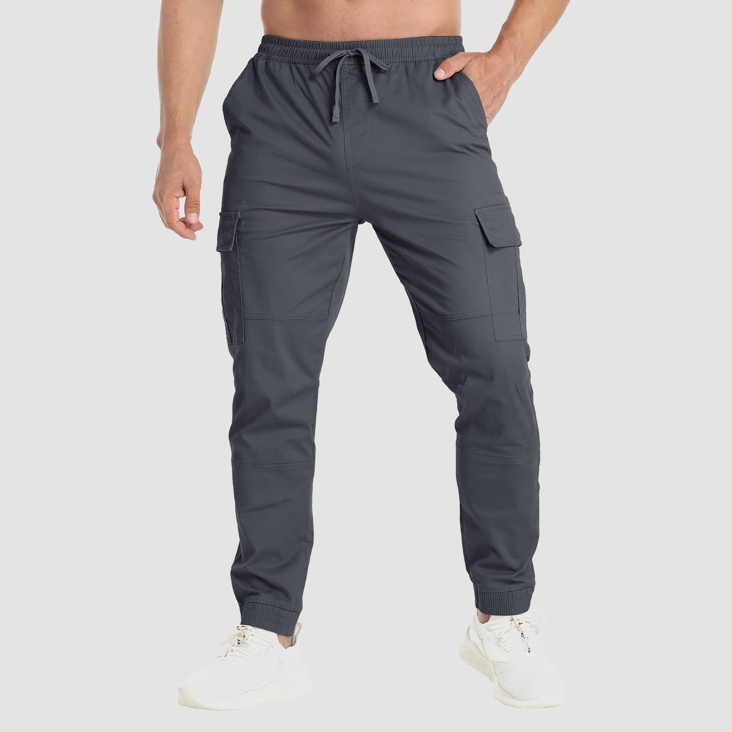 MAGCOMSEN Men's Cargo Pants Elastic Waist Quick Dry Trousers, Black / 40