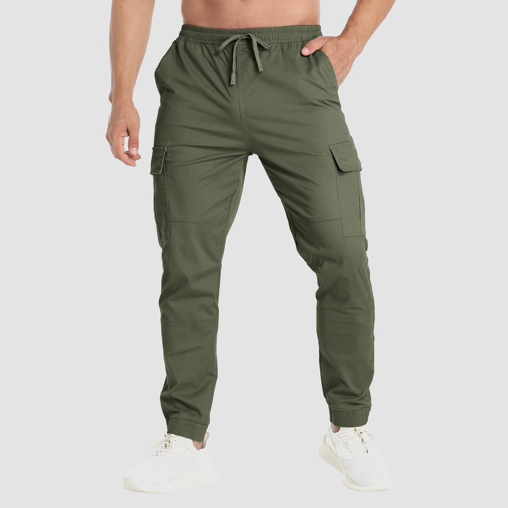 Men's Cargo Pants Elastic Waist Hiking Ripstop Outdoor Casual Fishing Pant with 5 Pockets