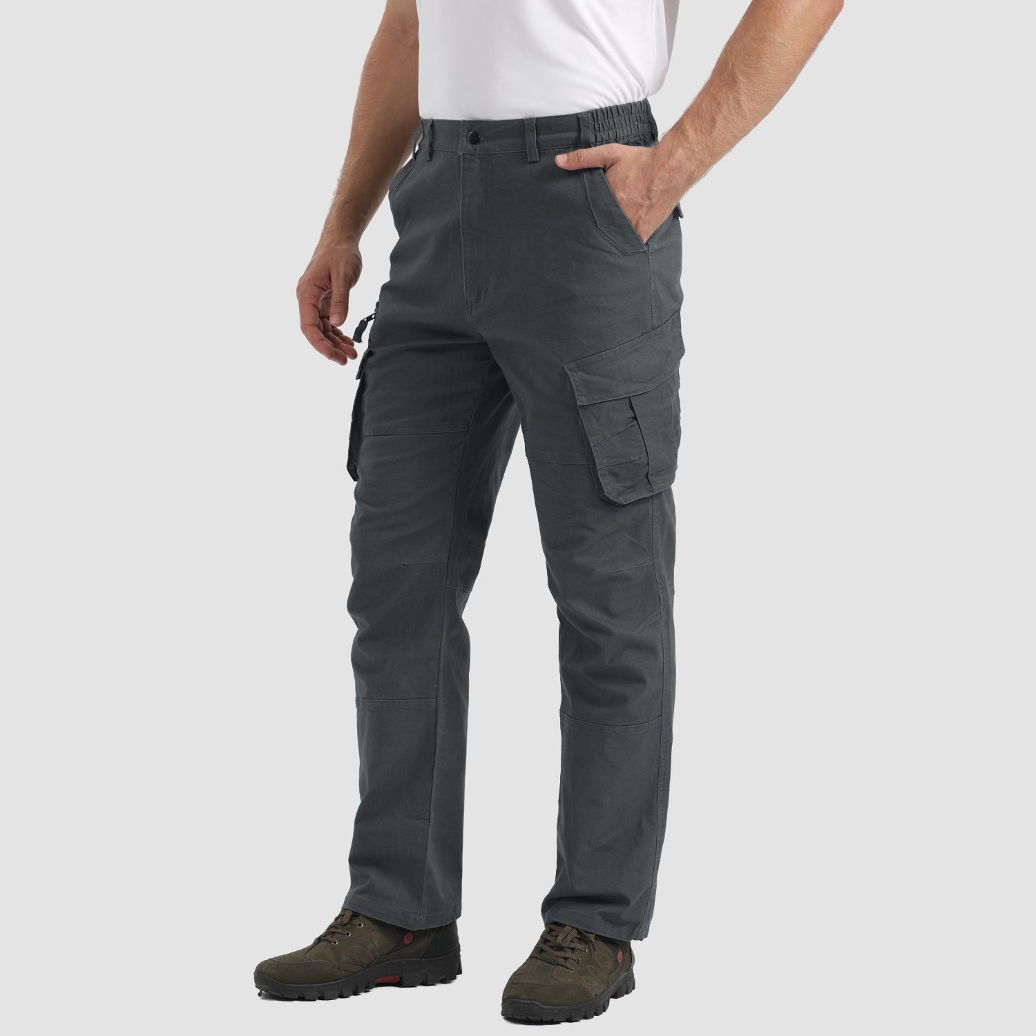 Men's Cargo Pants Ripstop Straight Leg Tactical Pants, Khaki / 32