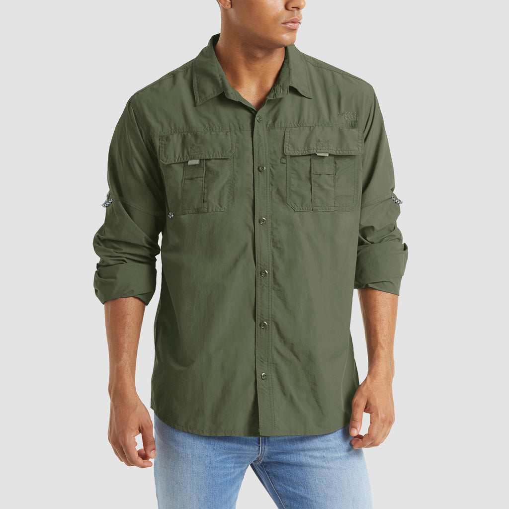 Men's Casual Shirts Casual Button Down Long Sleeve Shirts for Hiking, Fishing, Work