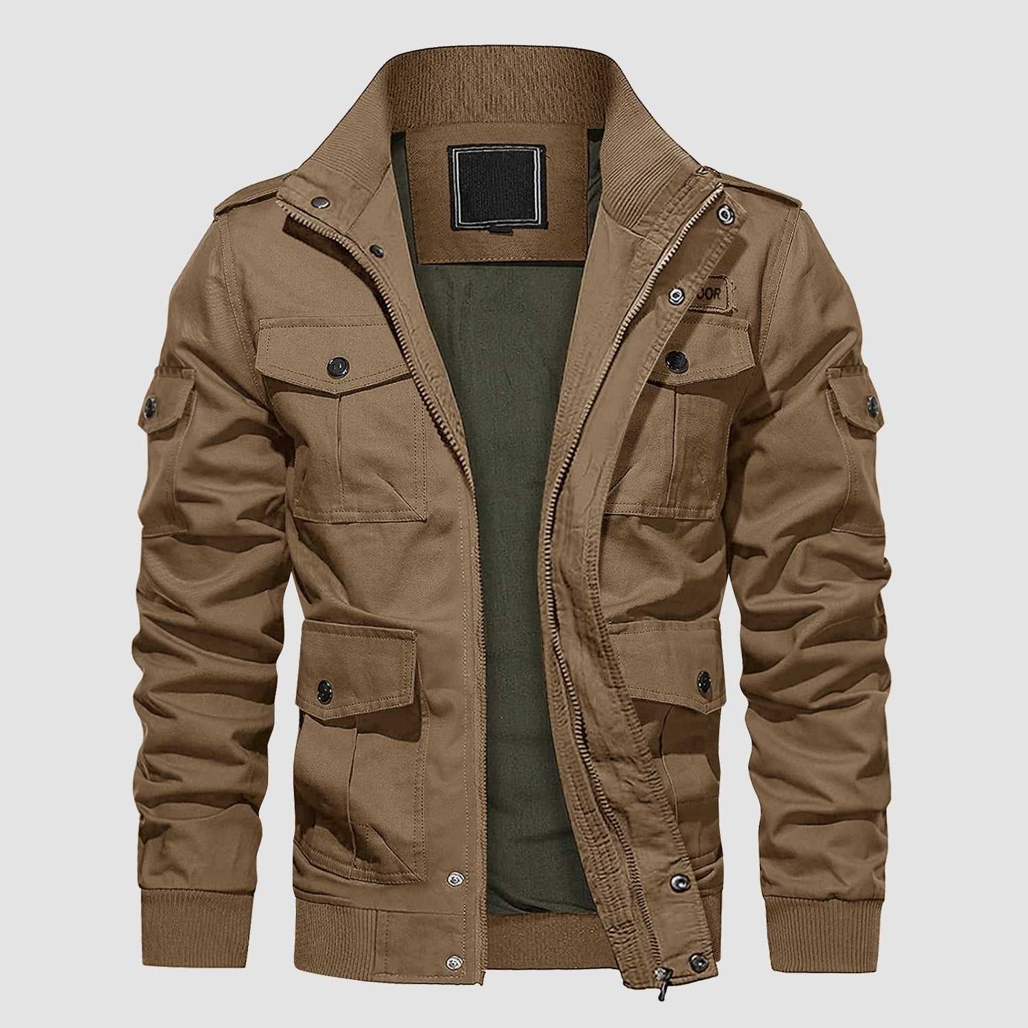 Men's Casual Jacket Coat Cotton Lightweight Fall Jackets Tactical Cargo Jackets Stand Collar