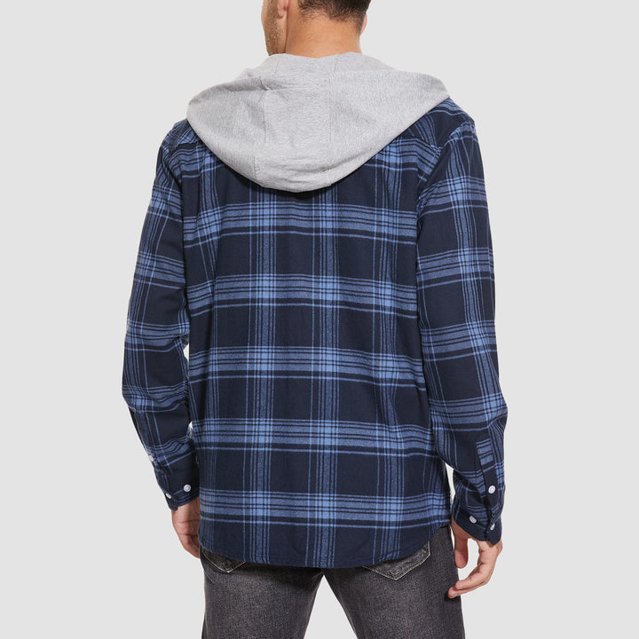 Men's Flannel Plaid Shirt Hoodie Fleece Shirt - MAGCOMSEN