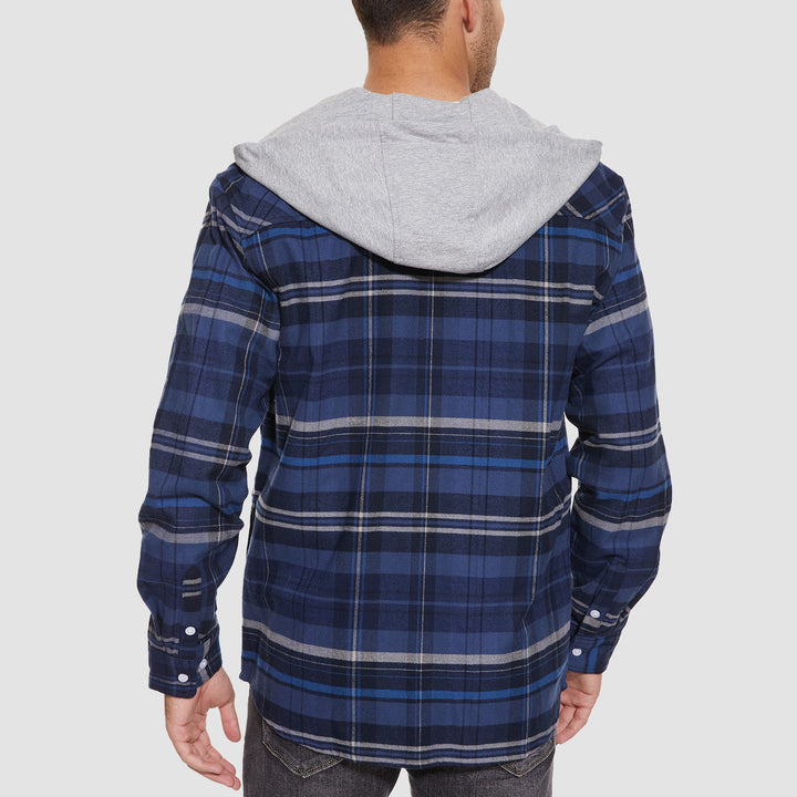 Men's Flannel Plaid Shirt Hoodie Fleece Shirt - MAGCOMSEN