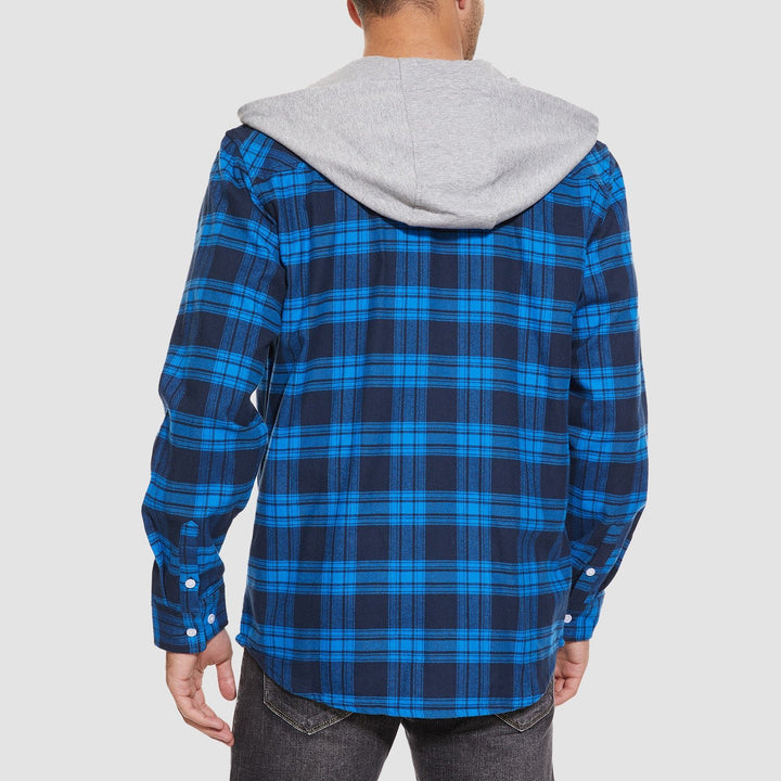 Men's Flannel Plaid Shirt Hoodie Fleece Shirt - MAGCOMSEN