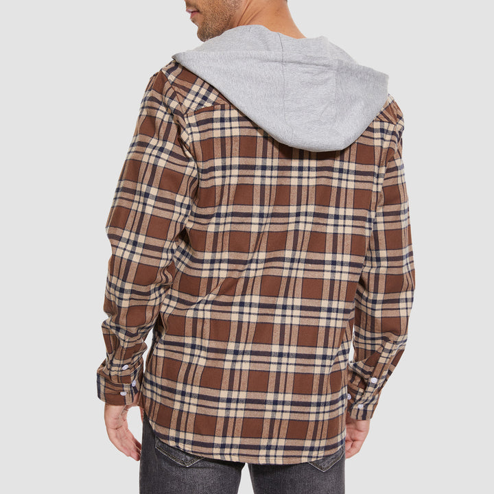 Men's Flannel Plaid Shirt Hoodie Fleece Shirt - MAGCOMSEN