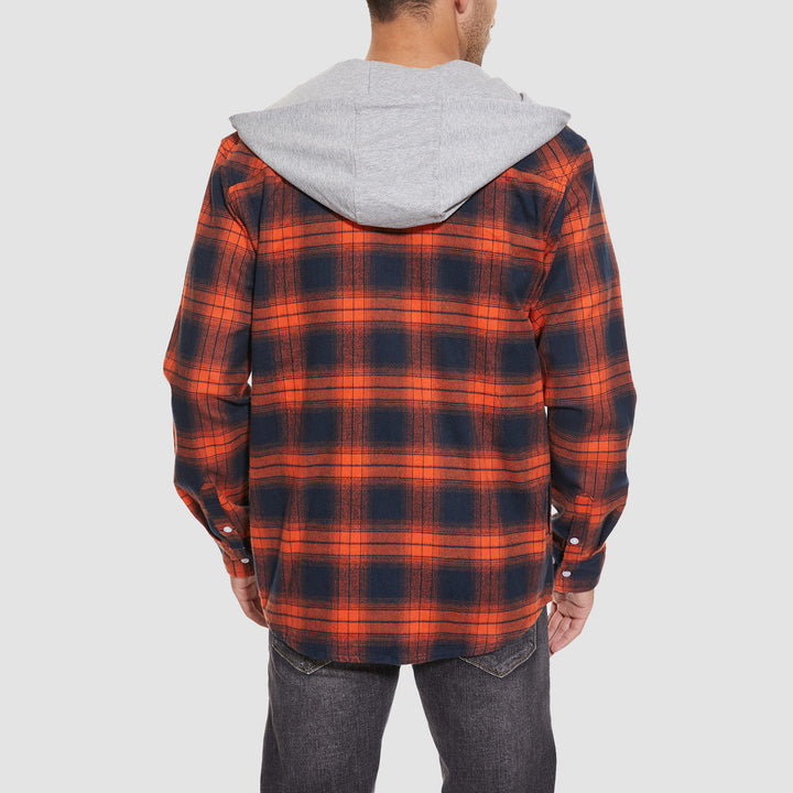 Men's Flannel Plaid Shirt Hoodie Fleece Shirt - MAGCOMSEN