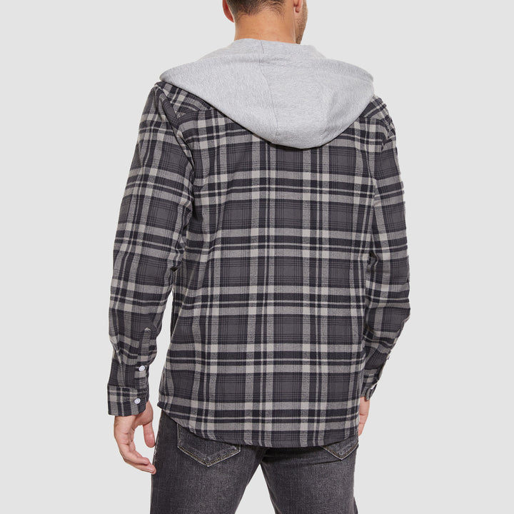 Men's Flannel Plaid Shirt Hoodie Fleece Shirt - MAGCOMSEN