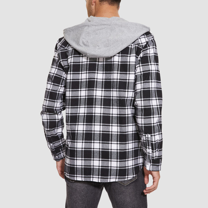 Men's Flannel Plaid Shirt Hoodie Fleece Shirt - MAGCOMSEN