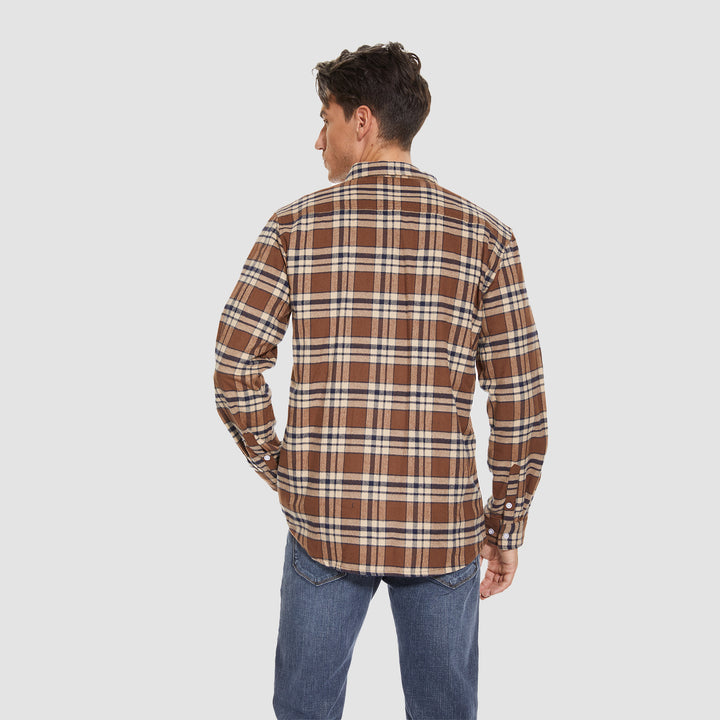 Men's Cotton Flannel Shirts Long Sleeve Casual Button Down Plaid Fleece Shirts 2 Pockets