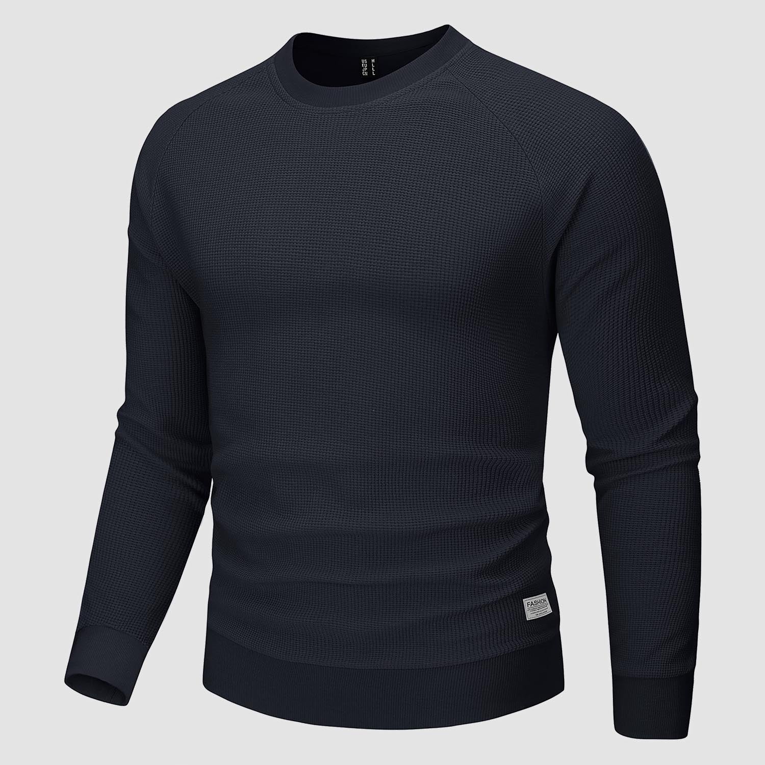 Men's Crewneck Sweatshirts Waffle Knit Pullover Sweater Casual Shirt Lightweight Workout Tops