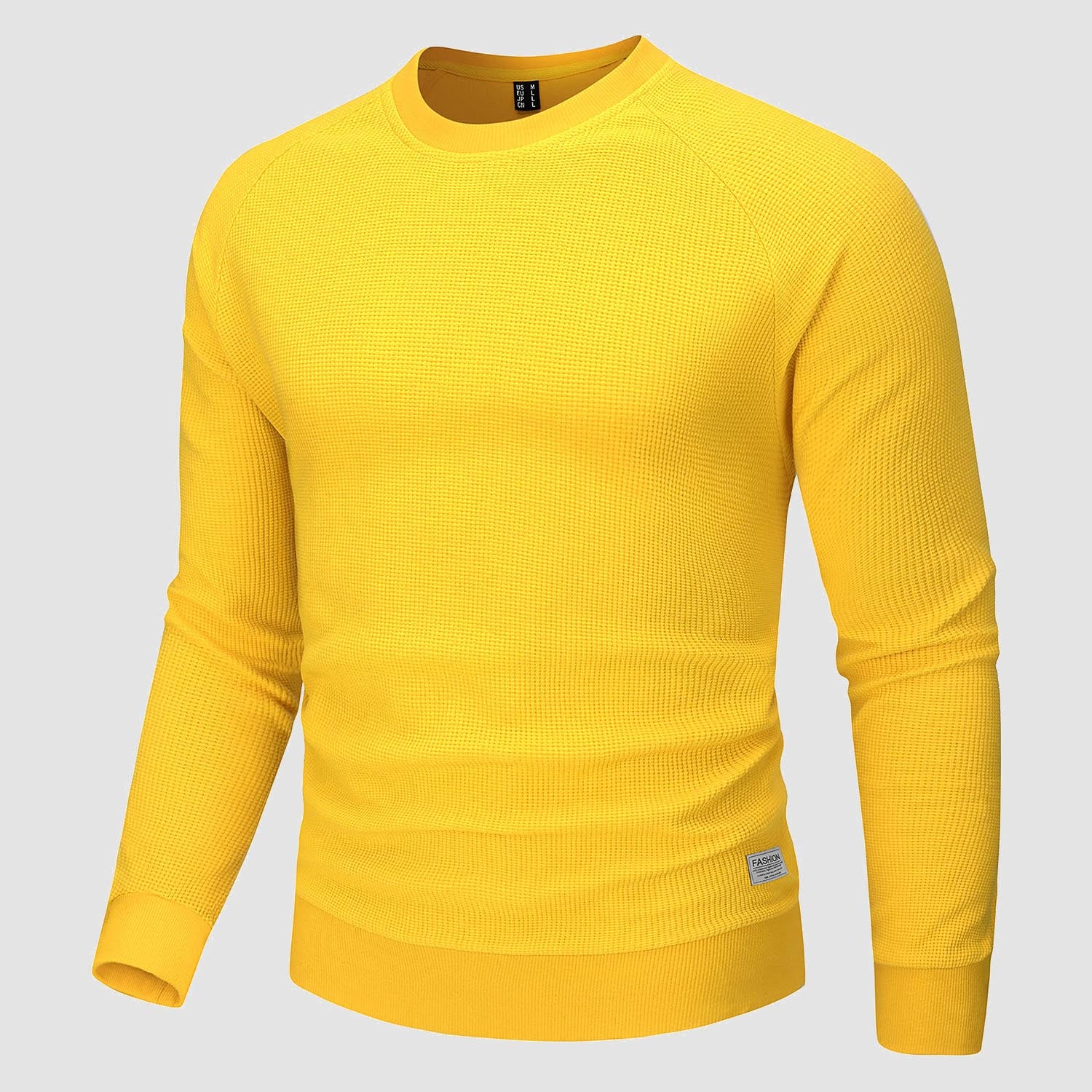 Men's Crewneck Sweatshirts Waffle Knit Pullover T-shirt