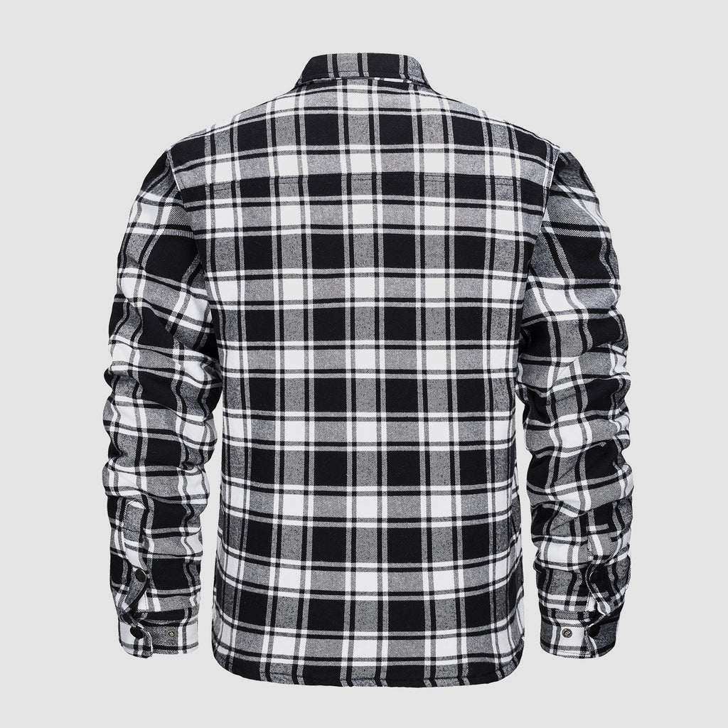 Men's Flannel Shirt Jacket Long Sleeve Quilted Lined Plaid Coat Button Down Thick Outwear for Winter