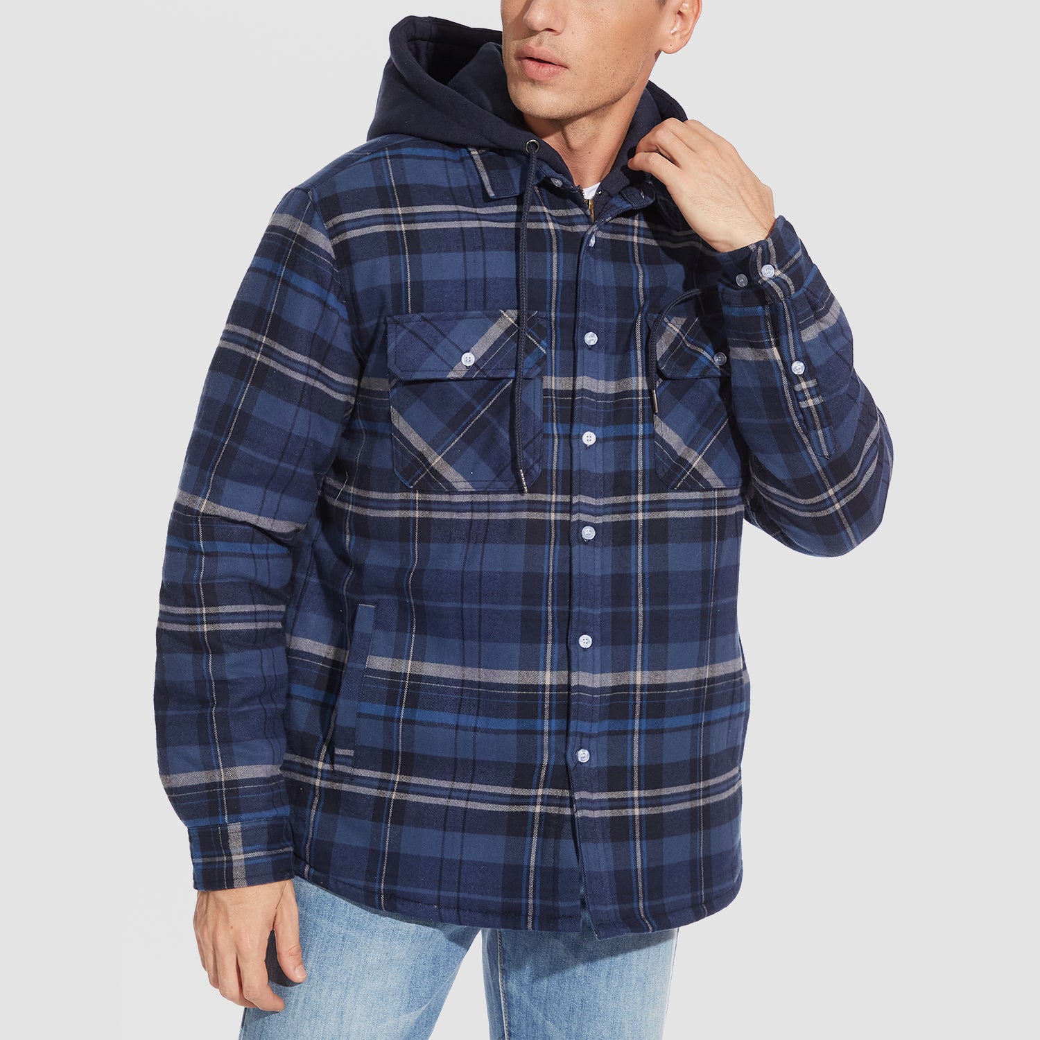 Men's Flannel Shirt Jacket | Thick Hoodie Outwear | MAGCOMSEN