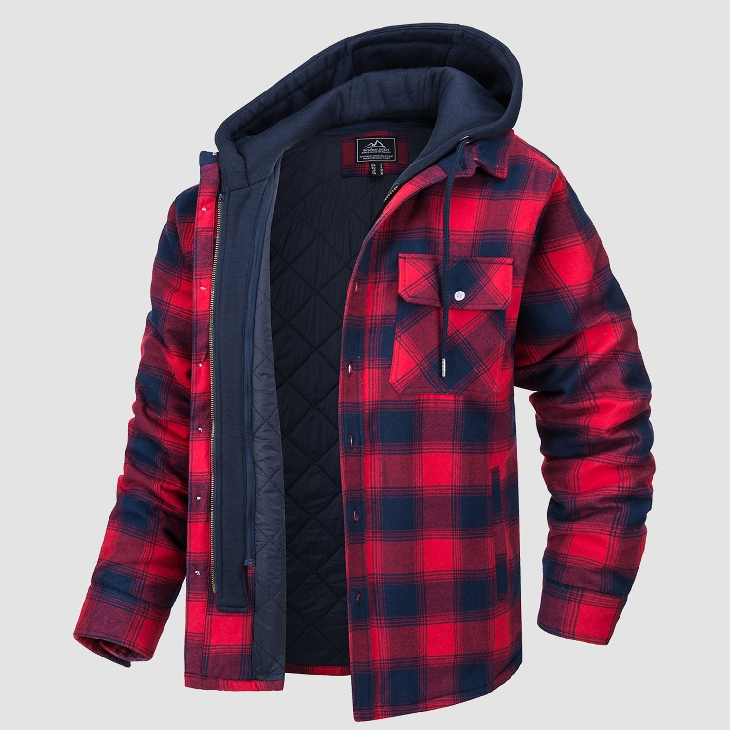 Heavy Thick Flannel Plaid Jacket Sherpa Fleece Lined Hoodies for Men Zip Up  Winter Warm Coat Buffalo Zipper Sweatshirt