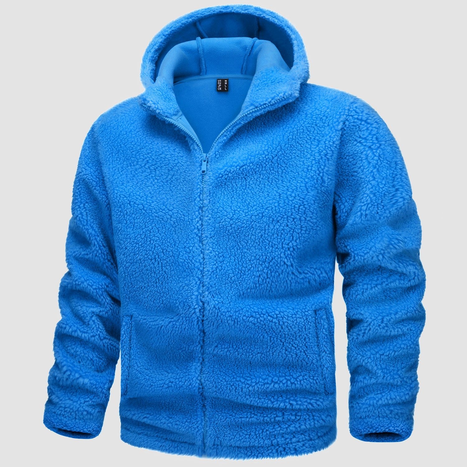 Men's Fleece Hoodie Sherpa Jacket Full Zip  with 4 Pockets