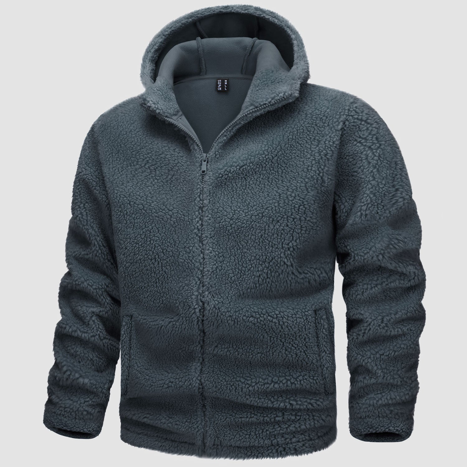 Men's Fleece Hoodie Sherpa Jacket Full Zip  with 4 Pockets
