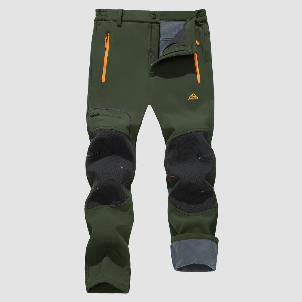 Men's Fleece Lined Softshell Pants with 4 Zipper Pockets Water Resistant Outdoor Hiking Skiing PantsMen's Fleece Lined Softshell Pants with 4 Zipper Pockets Water Resistant Outdoor Hiking Skiing Pants