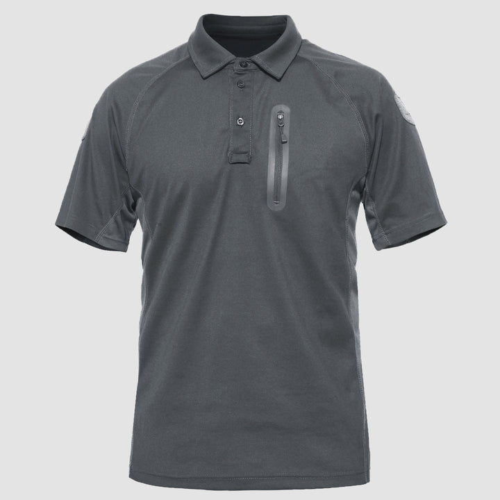 Men's Golf Polo Shirts 3 Button Pique Jersey Tactical with a Chest Zipper Pocket