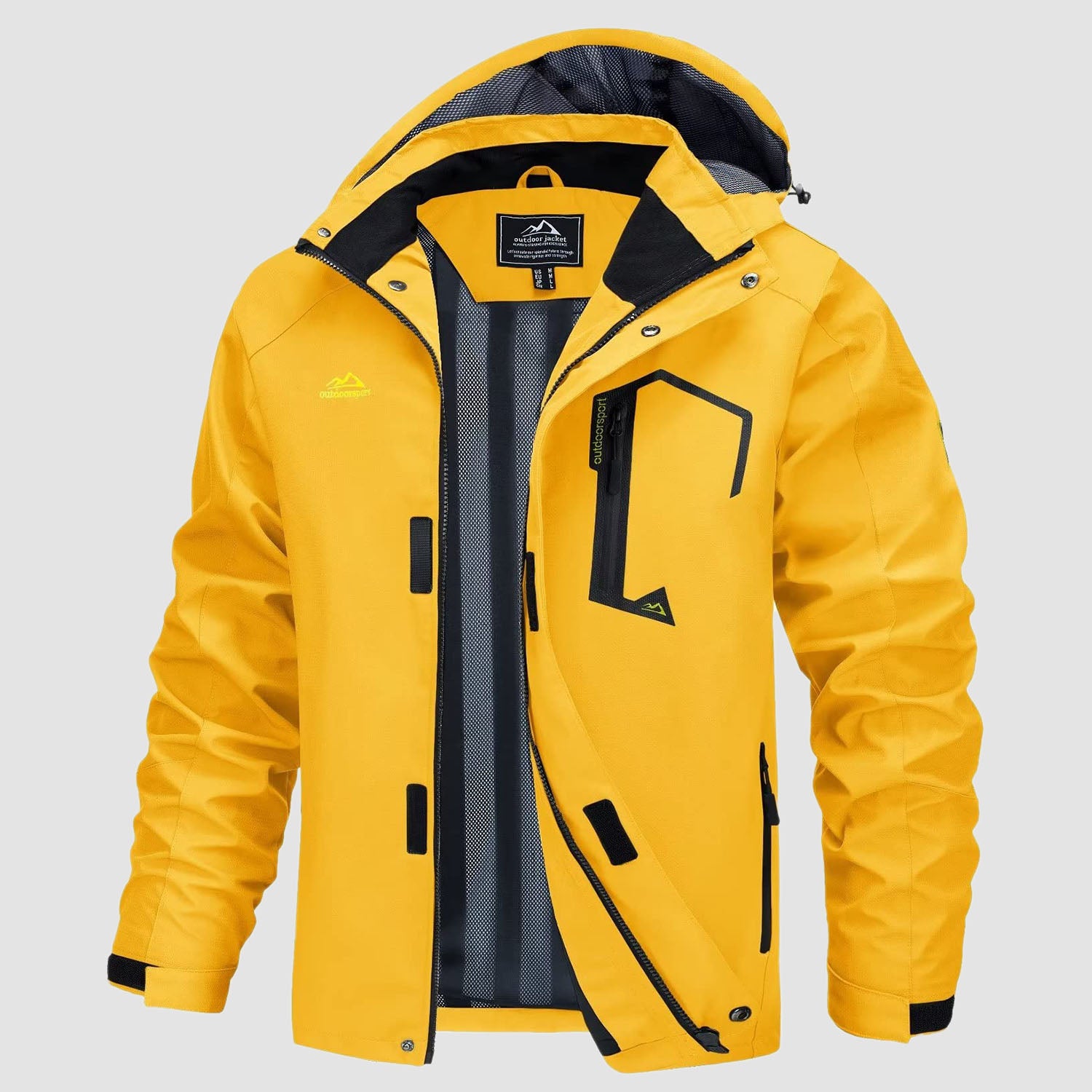 Men's Jacket Water Resistant Windbreaker Coat for Outdoor, Yellow / M