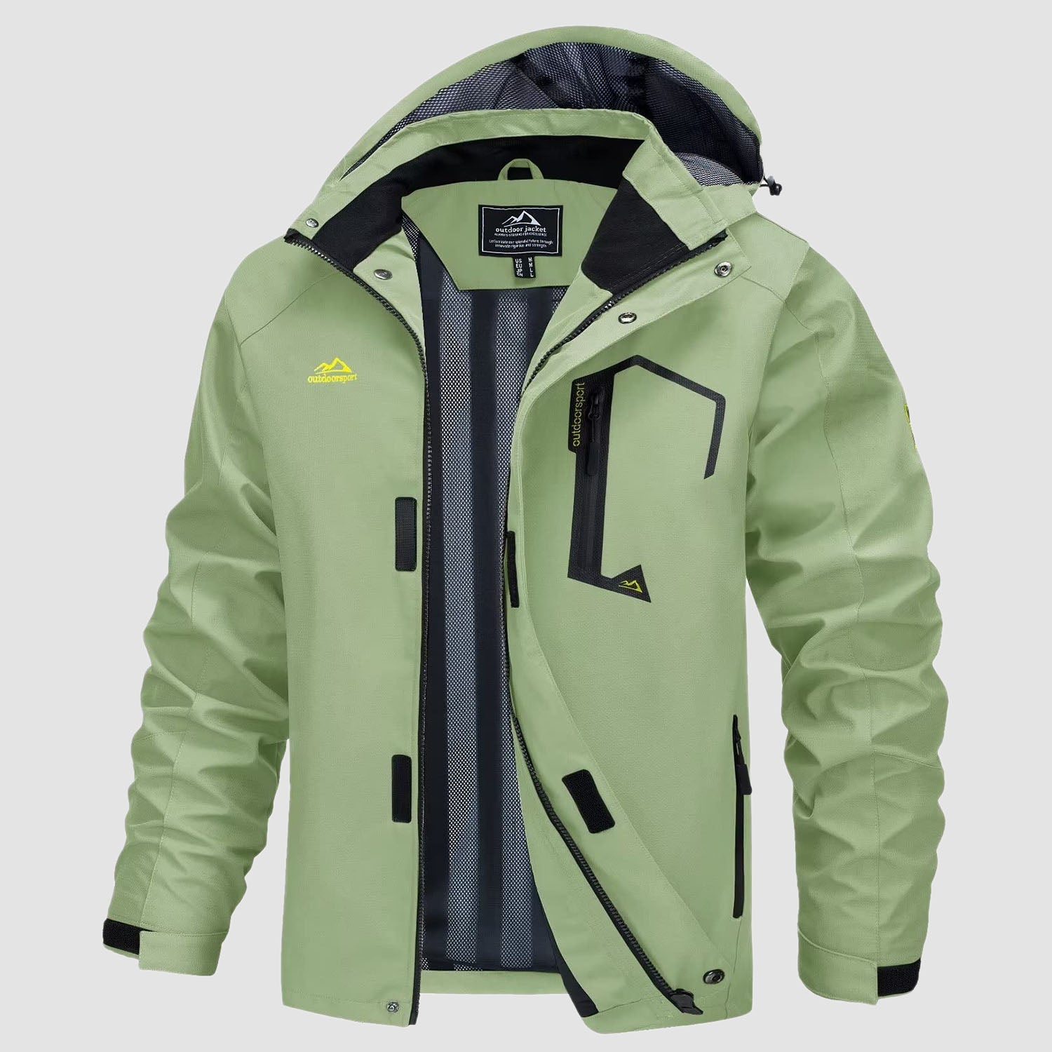 Men's Jacket Water Resistant Windbreaker Coat for Outdoor, Light Green / L