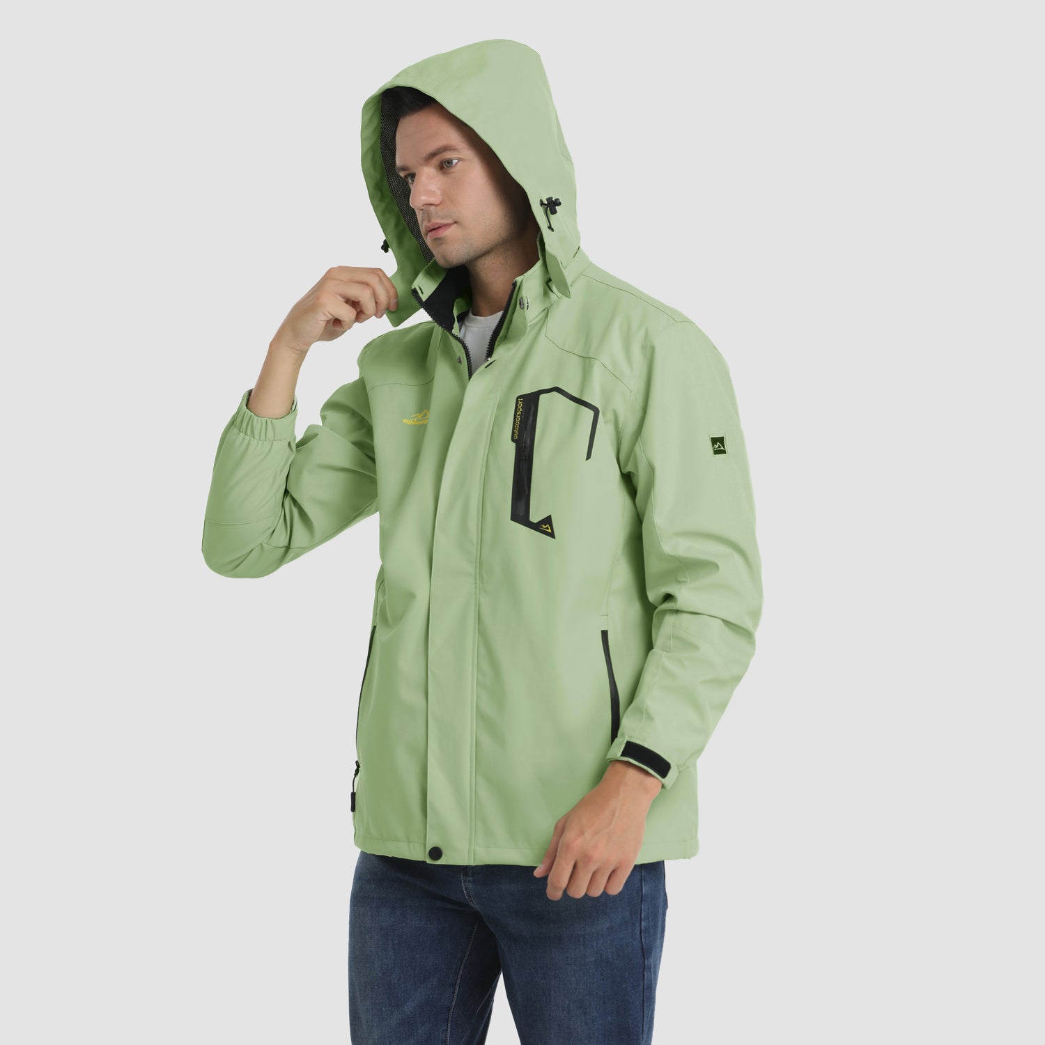 MAGCOMSEN Men's Outdoor Jacket 4 Pockets Hooded Windproof Jacket Waterproof  Rain