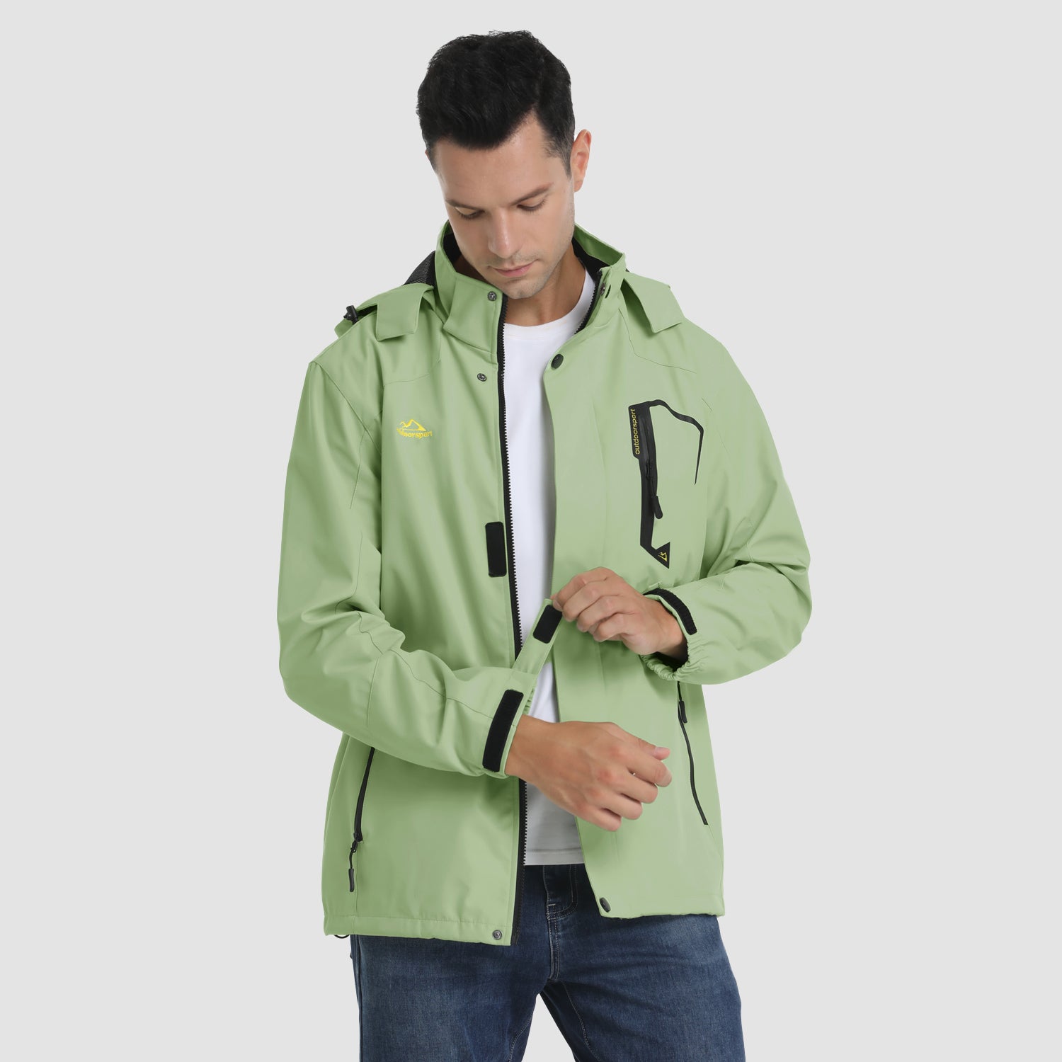 MAGCOMSEN Men's Lightweight Windbreaker Rain Jacket Raincoat with  Detachable Hood for Hiking Fishing Activewear(Fluorescent Green) - Magcomsen