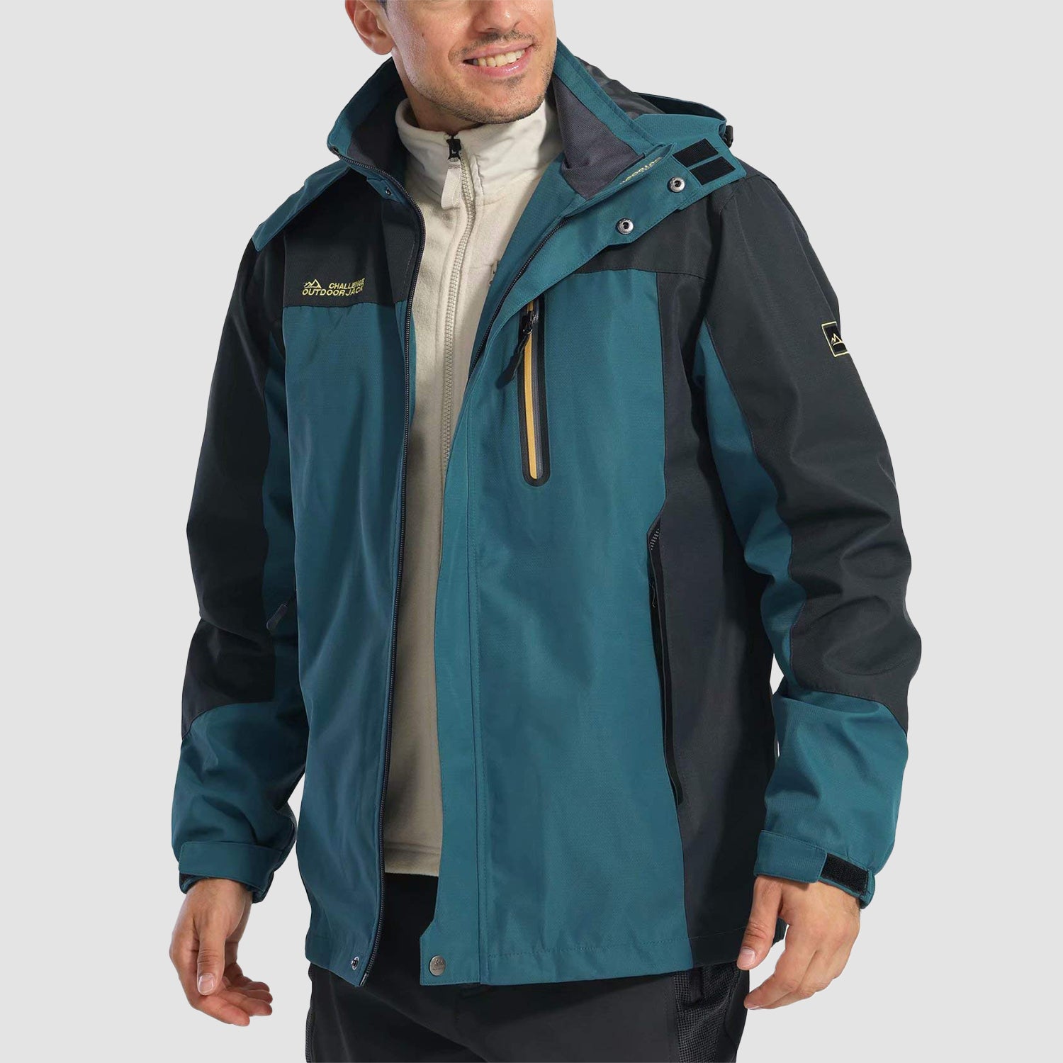 MAGCOMSEN Men's Outdoor Jacket 4 Pockets Hooded Windproof Jacket Waterproof  Rain