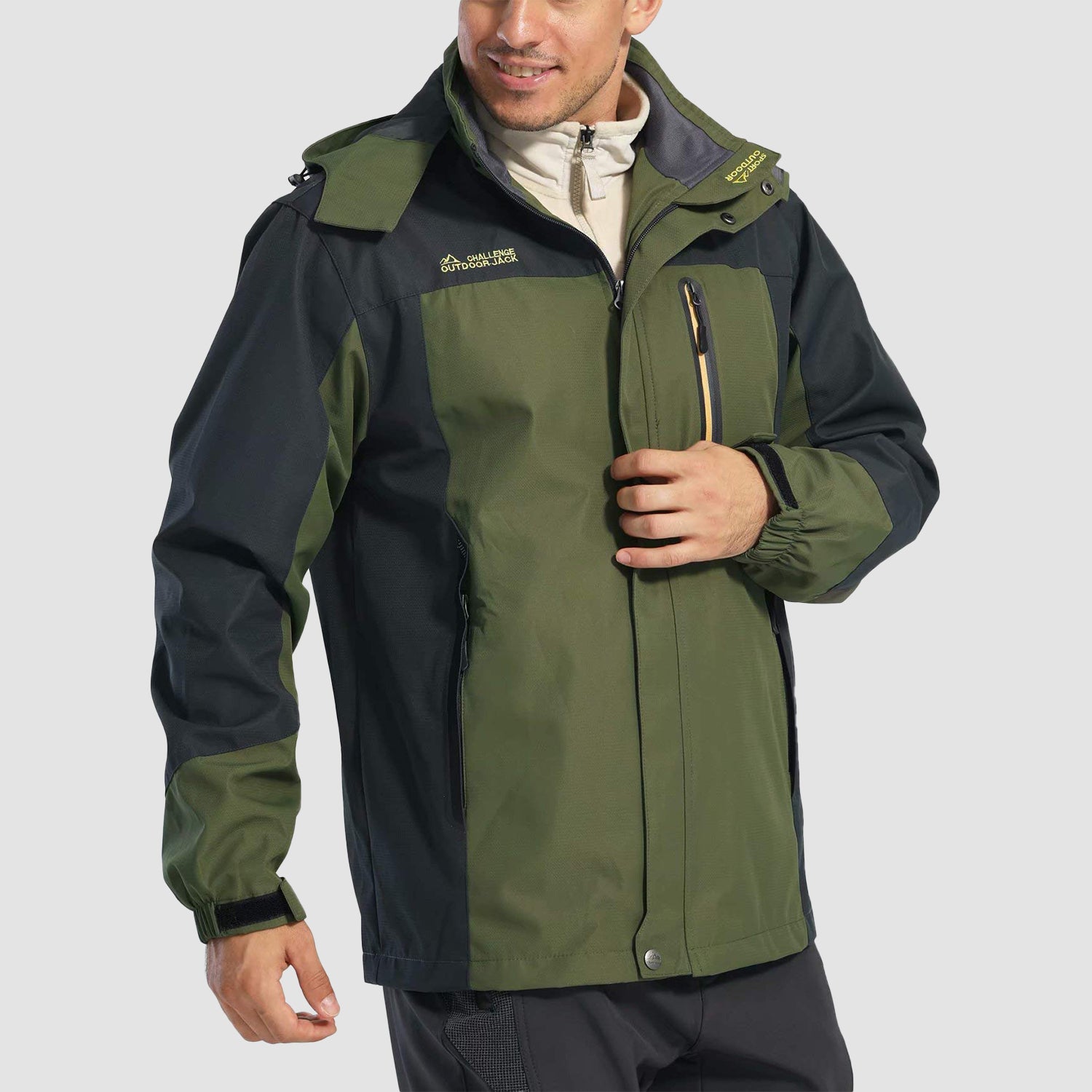 MAGCOMSEN Men's Hooded Windproof Water Resistant Rain Jacket Windbreaker 5 Pockets for Hiking Fishing