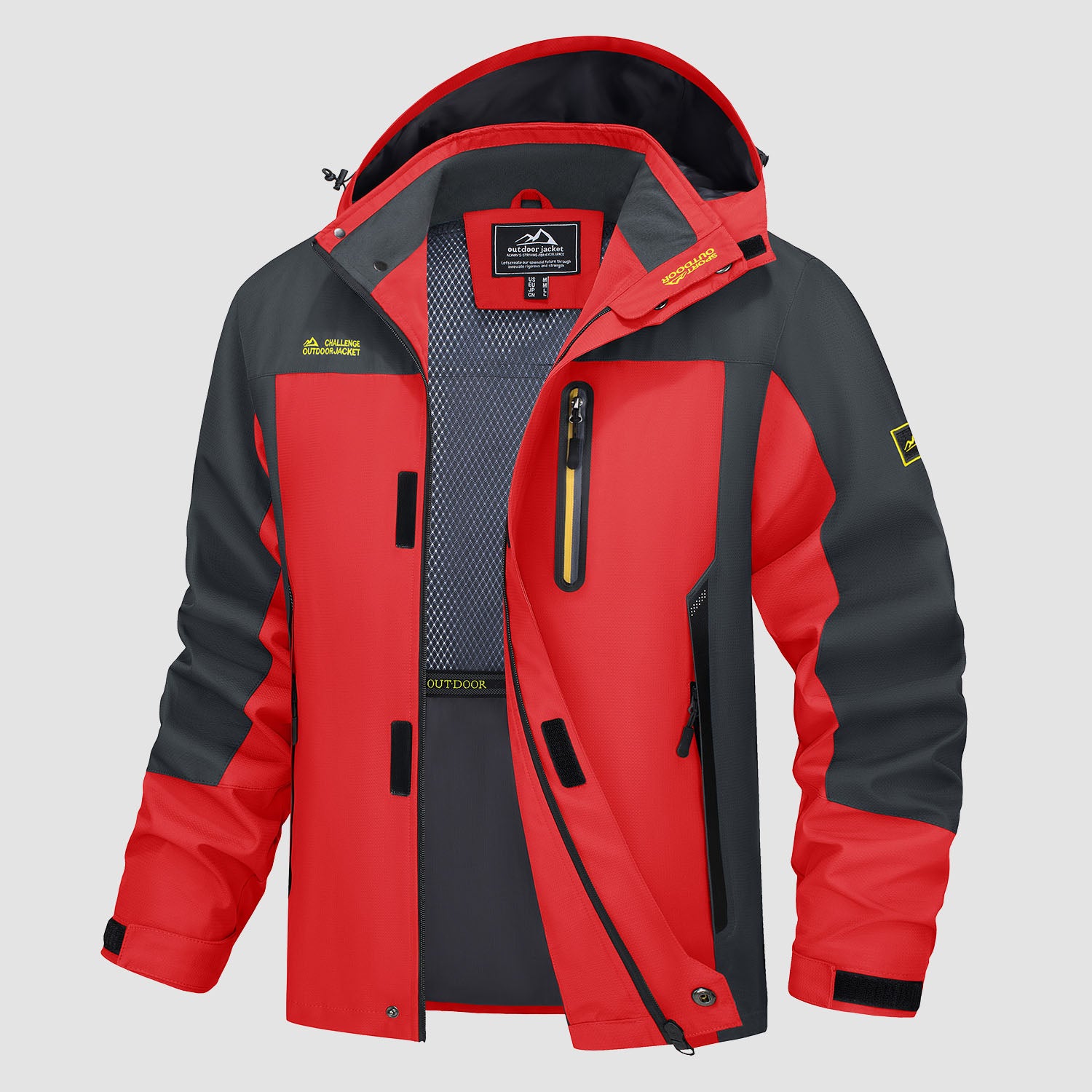 Men's Hooded Jacket Waterproof Windbreaker Coat for Outdoors, Red / S