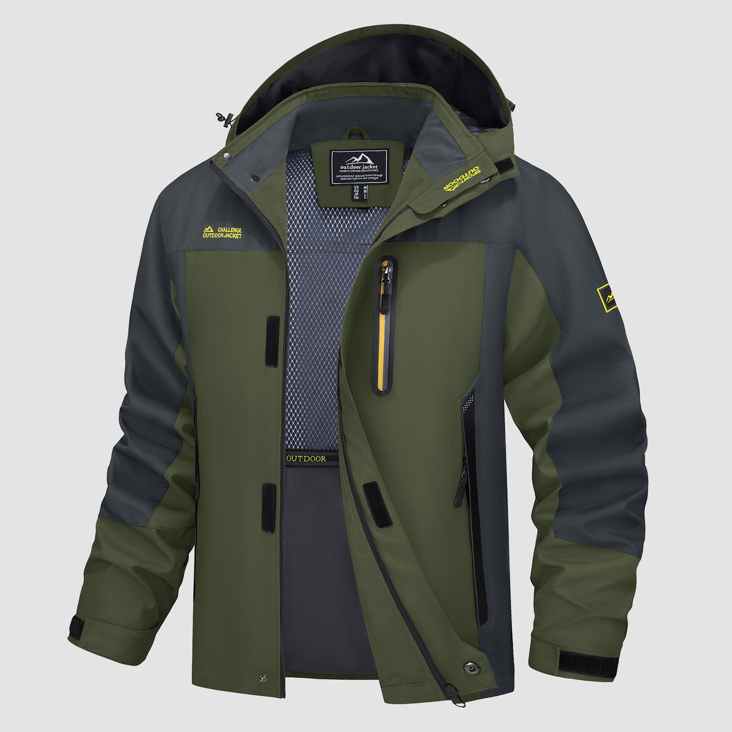 Men's Hooded Jacket Waterproof Windbreaker Coat for Outdoors, Denim Blue / S