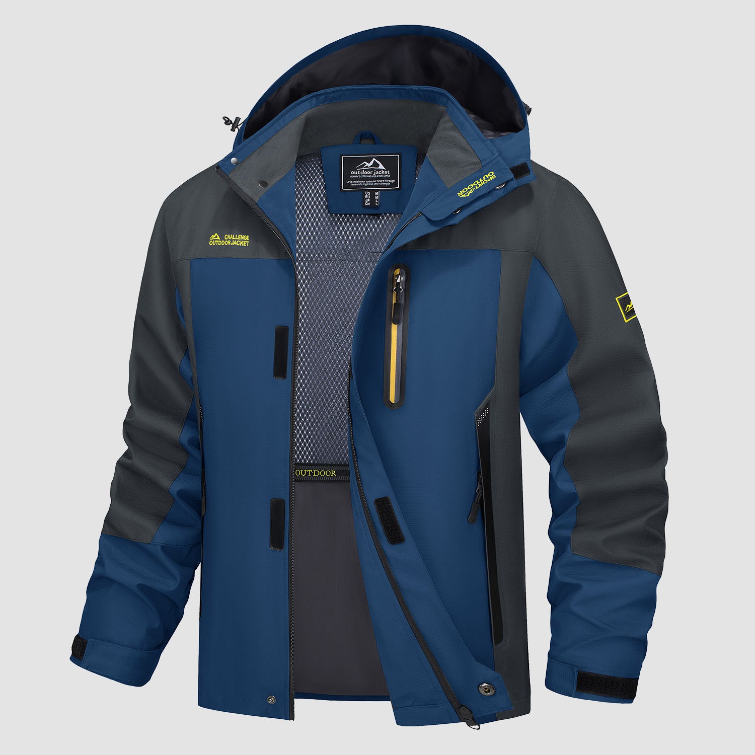 Men's Hooded Jacket Waterproof Windbreaker Coat for Outdoors