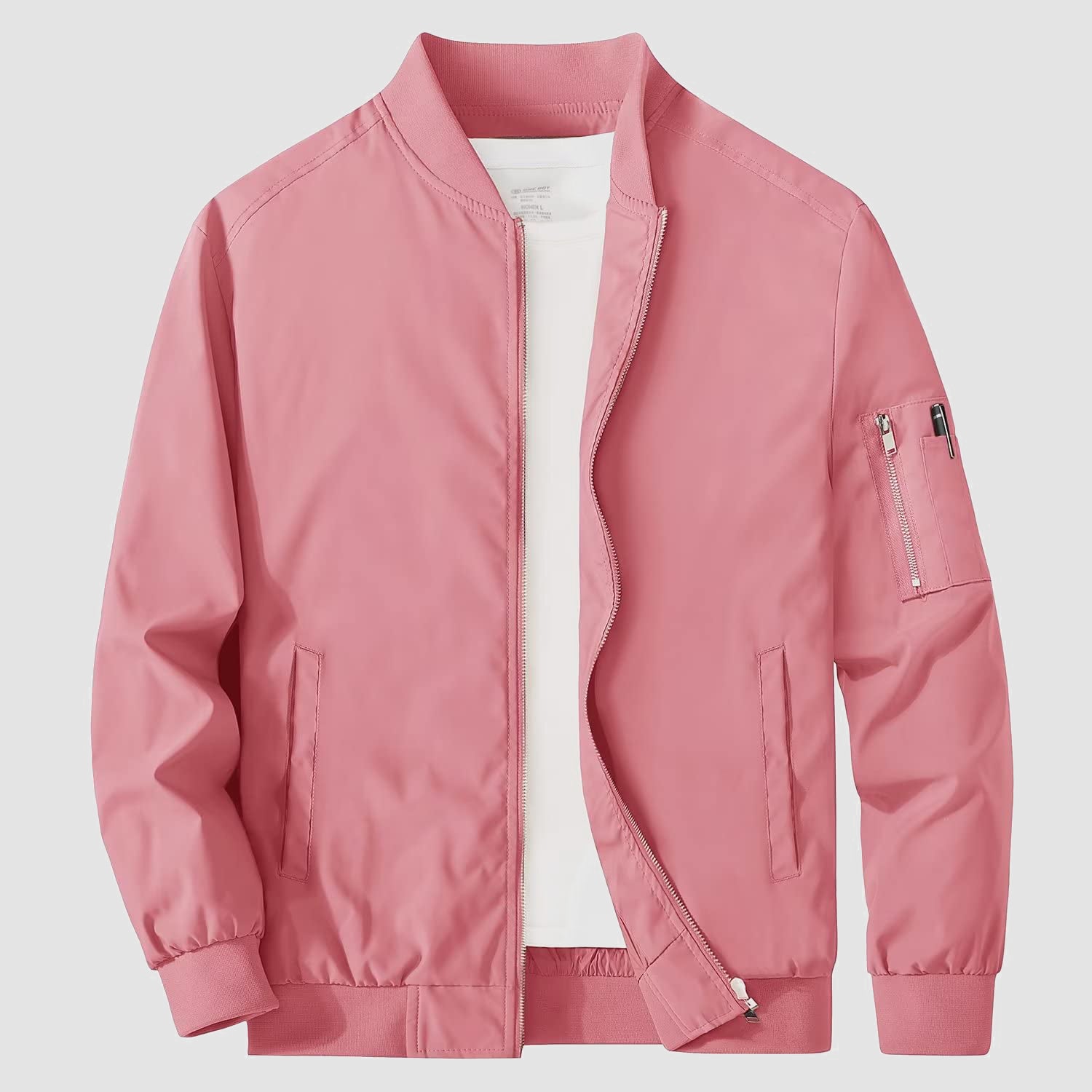 LONGBIDA Men's Denim Jacket Coat Classic Fit Trucker Jacket Casual Jean Top  with Pockets(Pink,S) at Amazon Men's Clothing store