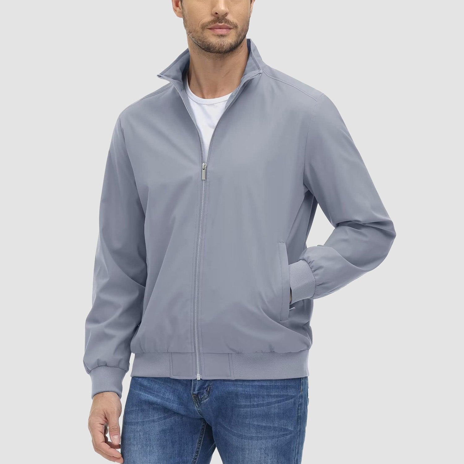 Men's Jacket Stand Collar Lightweight Windproof Outwear