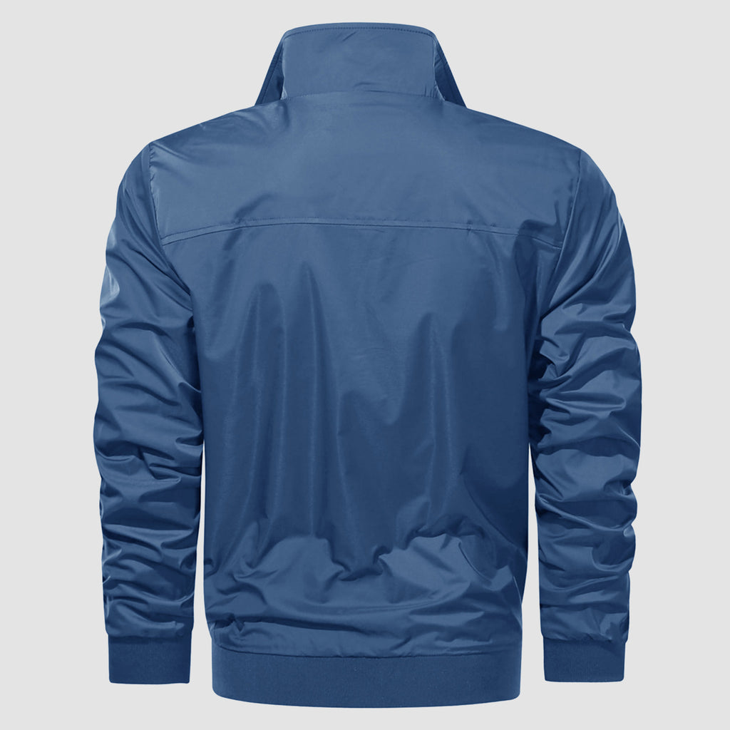 Men's Lightweight Bomber Jacket Zipper Pockets Stand Collar Windbreaker Coat