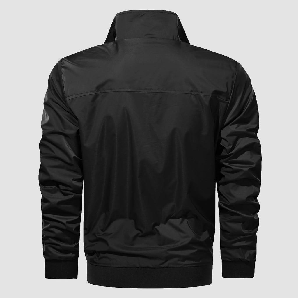 Men's Lightweight Bomber Jacket Zipper Pockets Stand Collar Windbreaker Coat