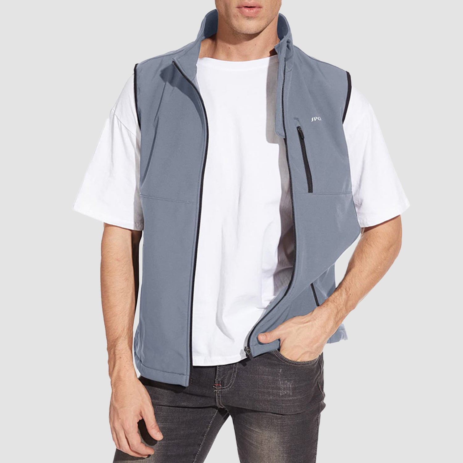 Frontwalk Men Sleeveless Vest Winter Warm Quilted Coats Full Zip Sleeveless  Padded Jackets with Pocket for Outdoor Work Business