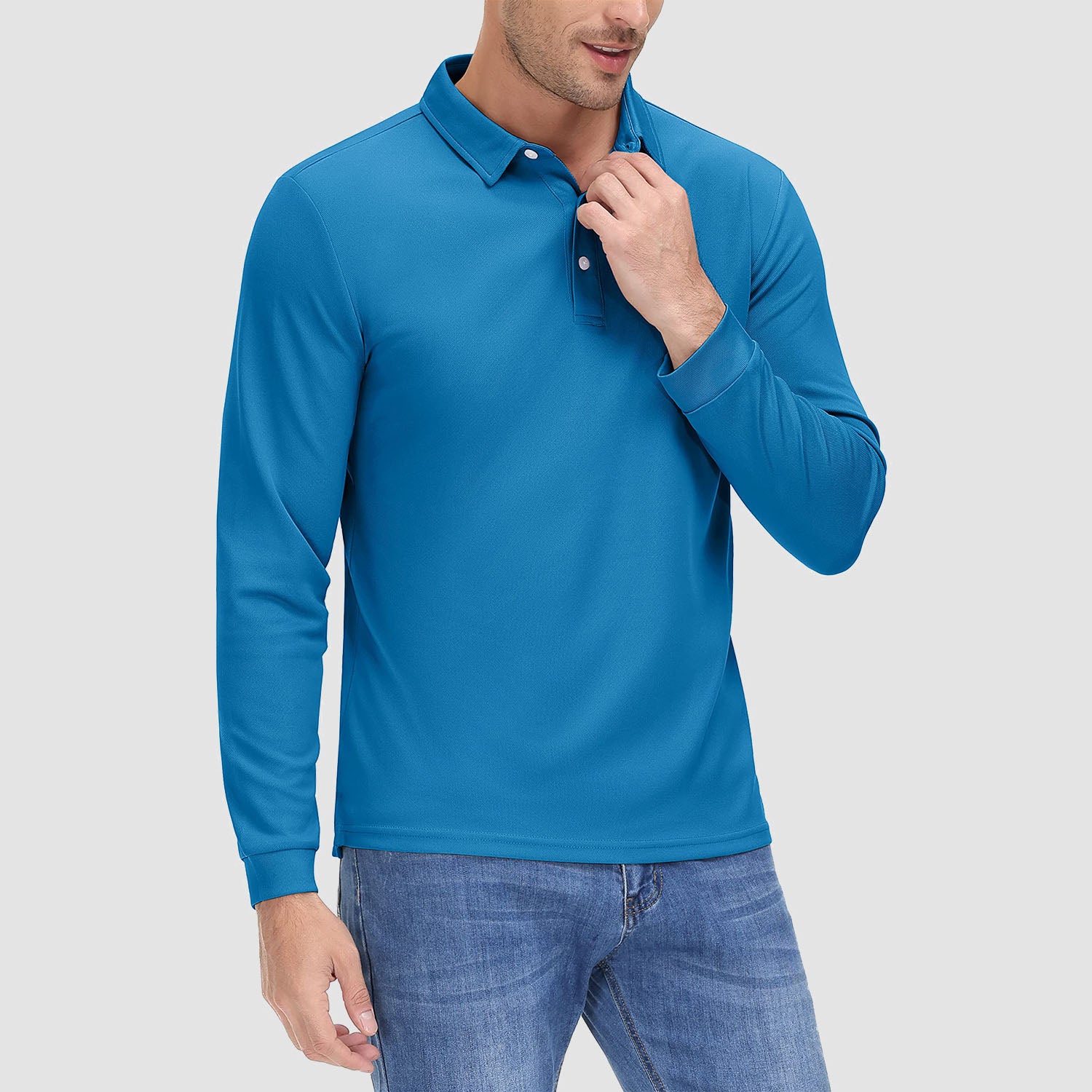 Men's Long Sleeve Polo Shirt Quick Dry Golf Shirt