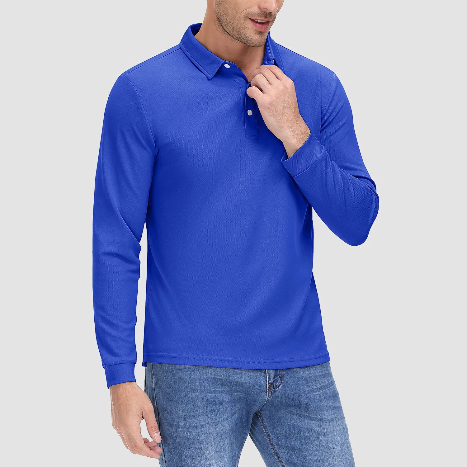Men's Long Sleeve Polo Shirt Quick Dry Golf Shirt